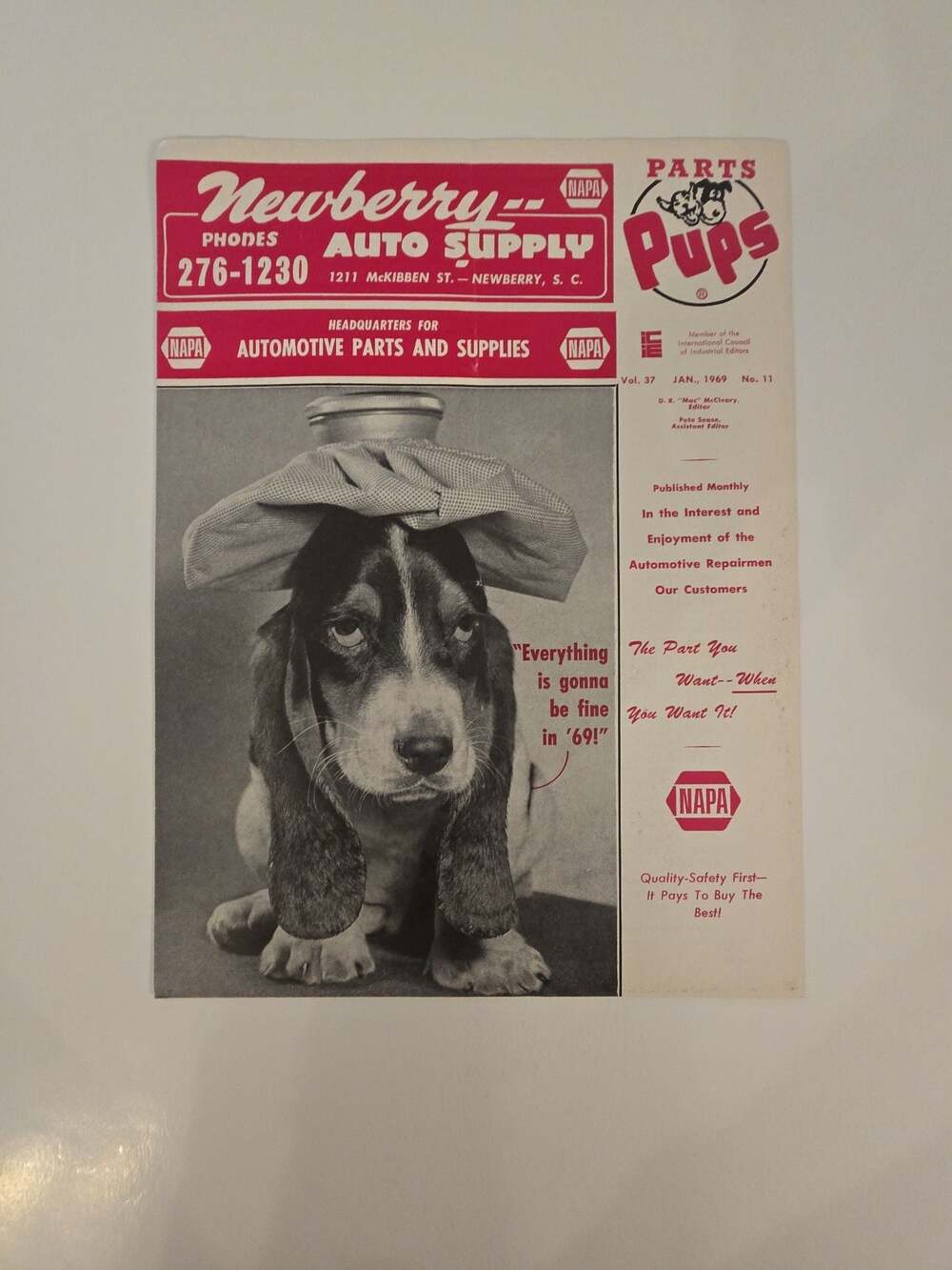 Vintage 1969 NAPA Parts Pups Magazine Issue Vol. 37 No. 11